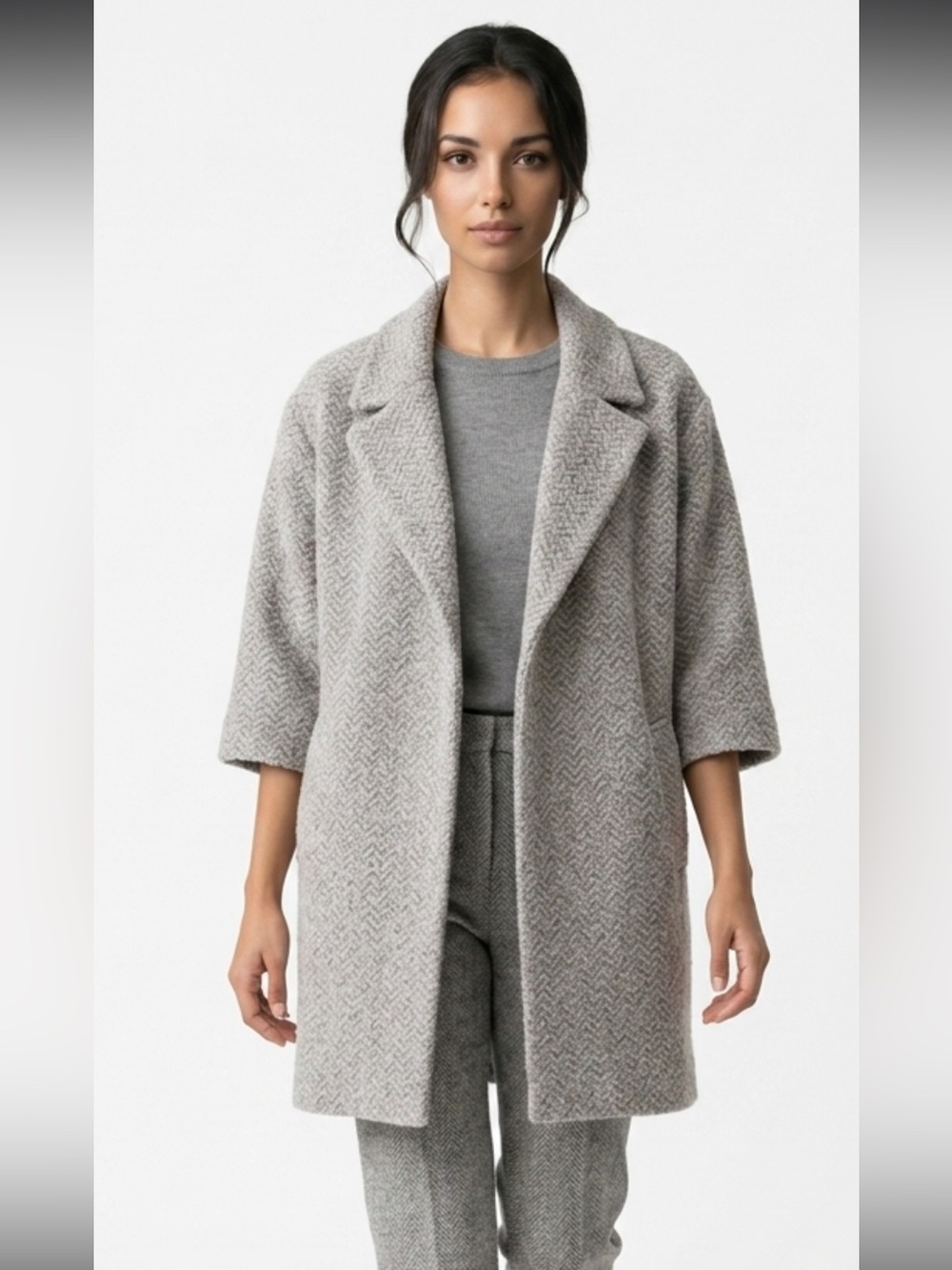 ASOS Grey Textured Wool Blend Heavy Cardigan